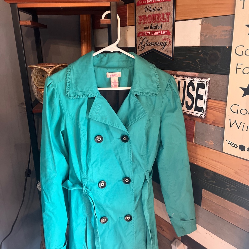 Candie's Turquoise Double-Breasted Trench Coat